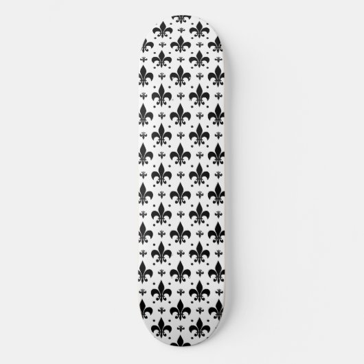 Fleur-de-lis-Muster mit weißem Hintergrund Skateboard (Vorderseite)