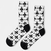 Fleur-de-lis-Muster mit weißem Hintergrund Socken (Linkes Detail)