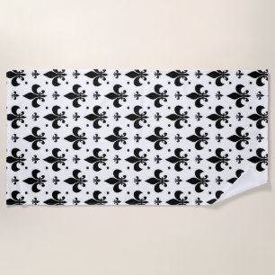 Fleur-de-lis-Muster mit weißem Hintergrund Strandtuch