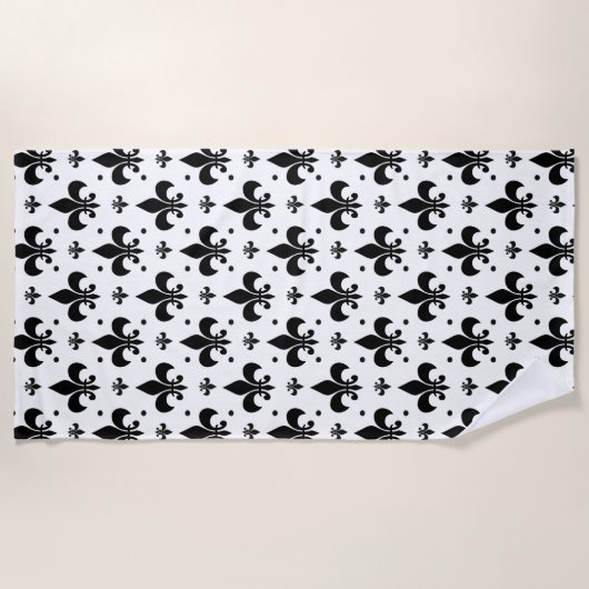 Fleur-de-lis-Muster mit weißem Hintergrund Strandtuch (Vorderseite)
