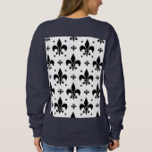 Fleur-de-lis-Muster mit weißem Hintergrund Sweatshirt (Rückseite)