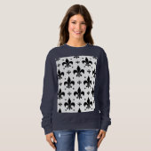 Fleur-de-lis-Muster mit weißem Hintergrund Sweatshirt (Vorne ganz)