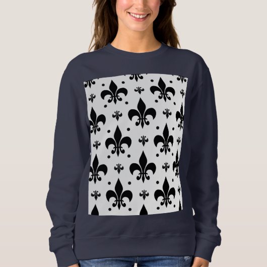 Fleur-de-lis-Muster mit weißem Hintergrund Sweatshirt (Vorderseite)