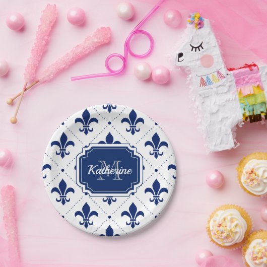 Fleur-de-lis-Muster Pappteller (Party)