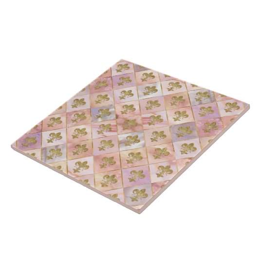 Fleur-de-lis-Muster Pastel Quartz Fliese (Seite)