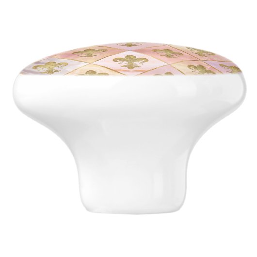 Fleur-de-lis-Muster Pastel Quartz Keramikknauf (Seitenansicht)