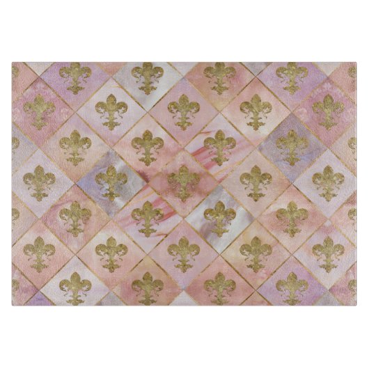 Fleur-de-lis-Muster Pastel Quartz Schneidebrett (Vorderseite)