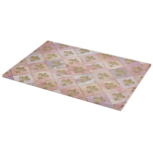 Fleur-de-lis-Muster Pastel Quartz Schneidebrett (Ecke)