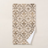 Fleur-de-lis-Muster Pastellgold Badhandtuch Set (Handtuch)