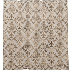 Fleur-de-lis-Muster Pastellgold Duschvorhang