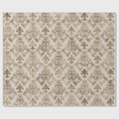 Fleur-de-lis-Muster Pastellgold Geschenkpapier (Flach)