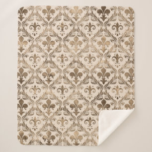 Fleur-de-lis-Muster Pastellgold Sherpadecke