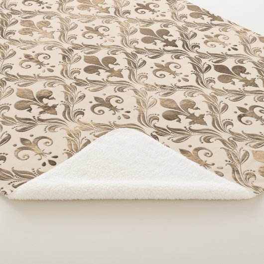 Fleur-de-lis-Muster Pastellgold Sherpadecke (3/4)