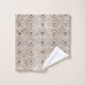 Fleur-de-lis-Muster Perl und Gold Badhandtuch Set (Waschlappen)