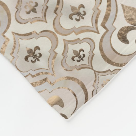Fleur-de-lis-Muster Perl und Gold Fleecedecke (Ecke)