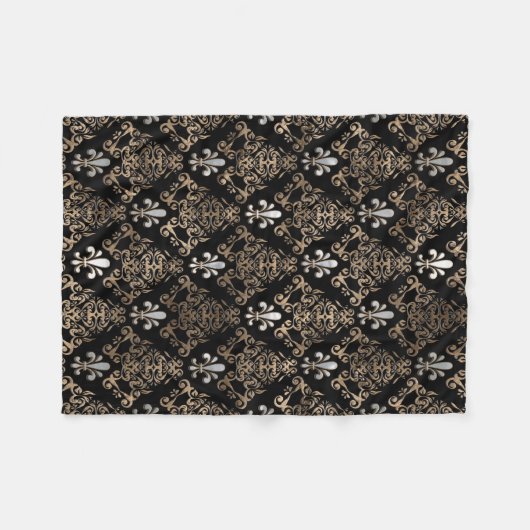 Fleur-de-lis-Muster Perl und Gold Fleecedecke (Vorderseite (Horizontal))