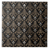 Fleur-de-lis-Muster Perl und Gold Fliese (Vorderseite)