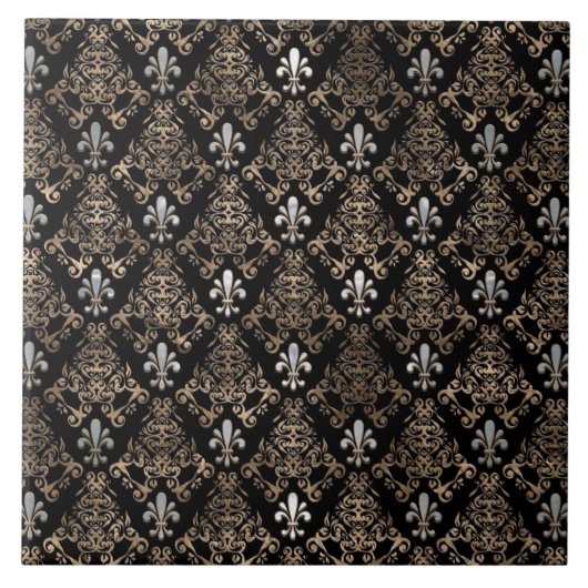 Fleur-de-lis-Muster Perl und Gold Fliese (Vorderseite)