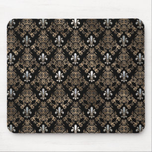 Fleur-de-lis-Muster Perl und Gold Mousepad