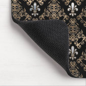 Fleur-de-lis-Muster Perle und Gold Mousepad (Ecke)