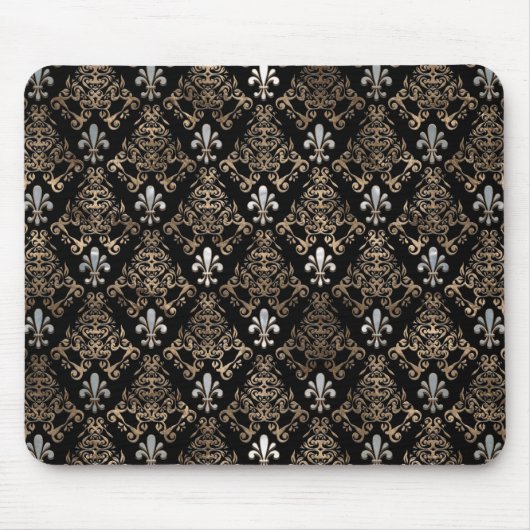 Fleur-de-lis-Muster Perle und Gold Mousepad (Vorne)