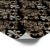 Fleur-de-lis-Muster Perle und Gold Poster (Ecke)