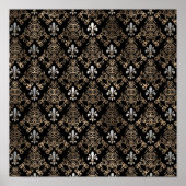 Fleur-de-lis-Muster Perle und Gold Poster (Vorne)