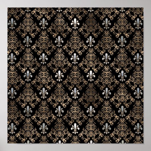 Fleur-de-lis-Muster Perle und Gold Poster (Vorne)
