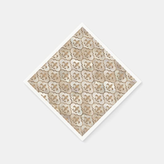 Fleur-de-lis-Muster Perle und Gold Serviette (Ecke)