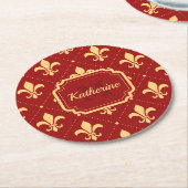 Fleur-de-lis-Muster Runder Pappuntersetzer (Angewinkelt)