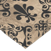 Fleur-de-lis-Muster schwarz auf Gold Kurzer Tischläufer (Ecke)