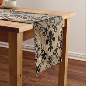 Fleur-de-lis-Muster schwarz auf Gold Kurzer Tischläufer (Beispiel)