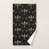 Fleur-de-lis-Muster schwarz und gold Badhandtuch Set (Handtuch)