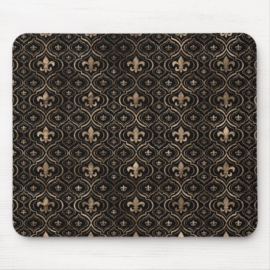 Fleur-de-lis Muster schwarz und gold Mousepad (Vorne)