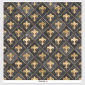 Fleur-de-lis-Muster Schwarzer Marmor und Gold Aufkleber (Blatt)