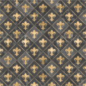 Fleur-de-lis-Muster Schwarzer Marmor und Gold Aufkleber (Vorderseite)