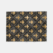 Fleur-de-lis-Muster Schwarzer Marmor und Gold Fleecedecke (Vorderseite (Horizontal))
