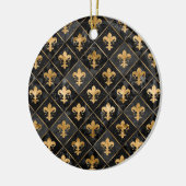 Fleur-de-lis-Muster Schwarzer Marmor und Gold Keramik Ornament (Links)