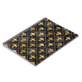 Fleur-de-lis-Muster Schwarzer Marmor und Gold Notizblock (Linke Seite)