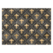 Fleur-de-lis-Muster Schwarzer Marmor und Gold Tischdecke (Vorderseite (Horizontal))