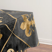 Fleur-de-lis-Muster Schwarzer Marmor und Gold Tischdecke (Beispiel)