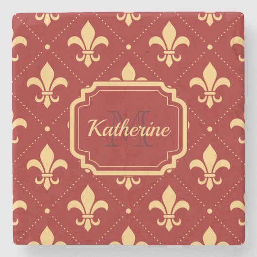 Fleur-de-lis-Muster Steinuntersetzer (Vorderseite)