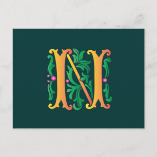 Fleur-de-lis-N-Monogramm Postkarte