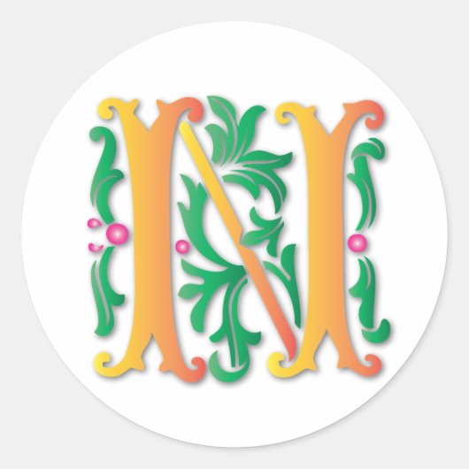 Fleur-de-lis-N-Monogramm Runder Aufkleber (Vorderseite)