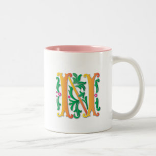 Fleur-de-lis-N-Monogramm Zweifarbige Tasse