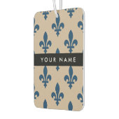Fleur de Lis, Navy Blue on Beige, Royal, Your Name Autolufterfrischer (Links)