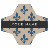 Fleur de Lis, Navy Blue on Beige, Royal, Your Name Fußball (Flach)