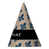 Fleur de Lis, Navy Blue on Beige, Royal, Your Name Partyhütchen (Rechts)