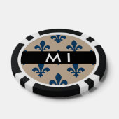 Fleur de Lis, Navy Blue on Beige, Royal, Your Name Pokerchips (Einzeln)