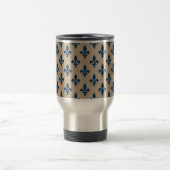 Fleur de Lis, Navy Blue on Beige, Royal, Your Name Reisebecher (Mittel)